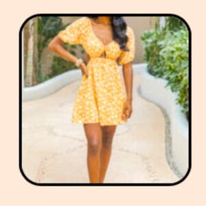 Orange Side Cutout Floral Dress - Pink Lily